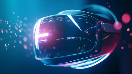 A futuristic virtual reality training icon with immersive data, symbolizing online platforms for enhanced sports experiences.  