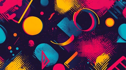 Seamless Pattern Design Featuring Geometric Shapes and Repeating Motifs