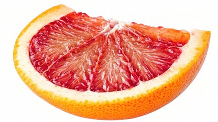 Vibrant Red Blood Orange Slice with Juicy Texture Isolated on White