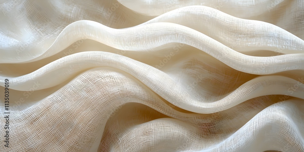Poster a close-up image of flowing sheer fabric, showcasing gentle waves and delicate textures. the soft, n