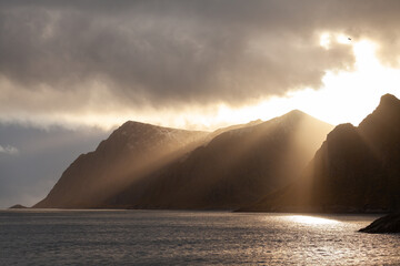 Å Lofoten. Dramatic sunset in autumn. © jiriviehmann