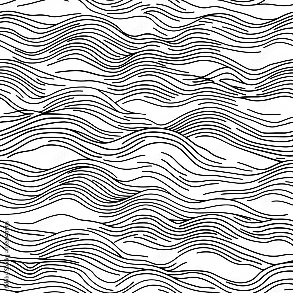 Poster flowing lines in a seamless pattern design abstract art minimalistic style black and white contempor