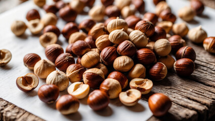 Fototapeta premium Hazelnuts, NutSnacks, HealthyNuts, NutImages 