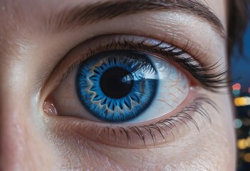 A Close-Up Macro Shot of a Striking Blue Eye with Intricate Detail