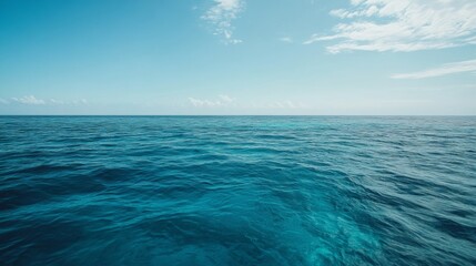 Obraz premium Plastic waste reduction, clear blue ocean with no plastic, symbolizing plastic-free waters and marine life safety