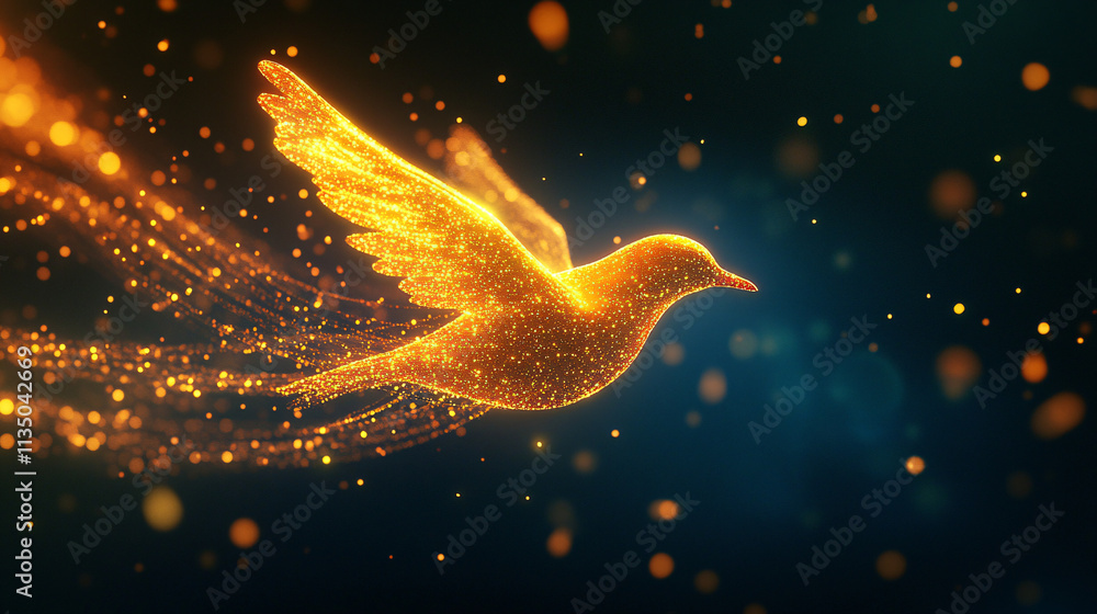 Poster a glowing atmospheric data icon featuring a migrating bird, representing online platforms studying c