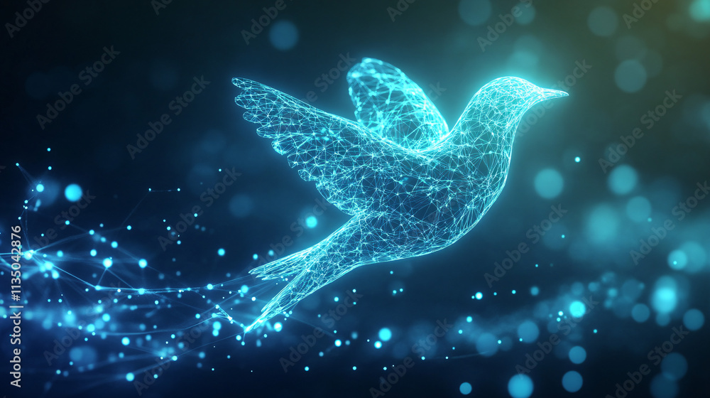 Aufkleber a glowing atmospheric data icon featuring a migrating bird, representing online platforms studying c