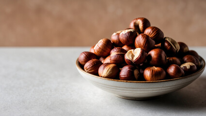 Fototapeta premium Discover hazelnut images for snacks, baking, and creative food designs. Perfect for healthy recipes and nut-based projects.