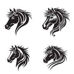 Horse Face Silhouette Vector Set – Majestic Animal Illustrations