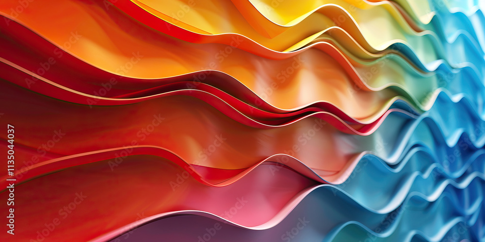 Poster Abstract Wave Pattern of Layered Colored Panels