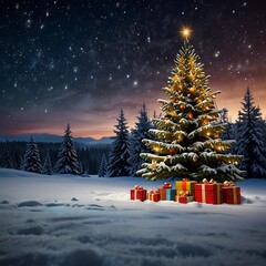 christmas tree in the snow