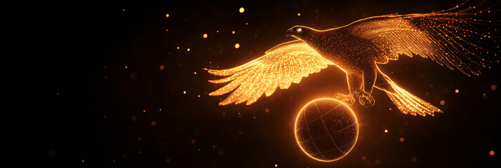 A glowing basketball icon featuring a hawk, symbolizing online sports analytics platforms for avian agility studies.  