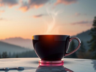 Tasse mit heißem Kaffee