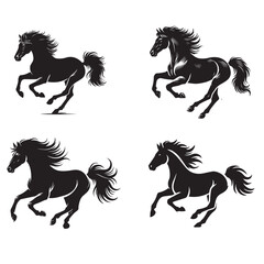 Running Horse Silhouette Vector Set – Dynamic Animal Illustrations