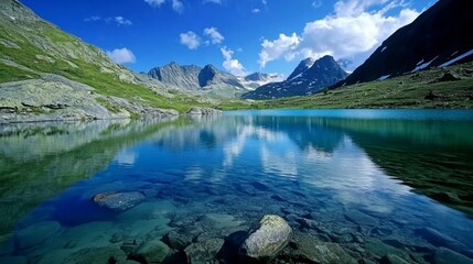 Obraz premium Serene Mountain Lake Scenery