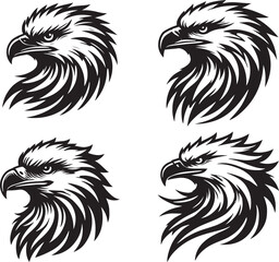 Set of eagle head silhouette vector art Illustration