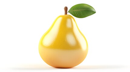 3D Yellow pear icon on a white background