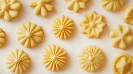 Obraz premium Close-up of spritz cookies showing detailed shapes and textures.
