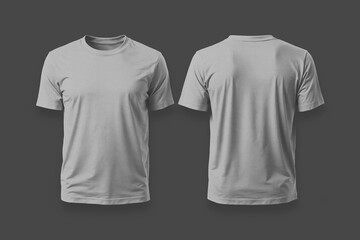 Front and Back Plain Ash T-shirt blank T-shirt Design Template for Tee Mockup