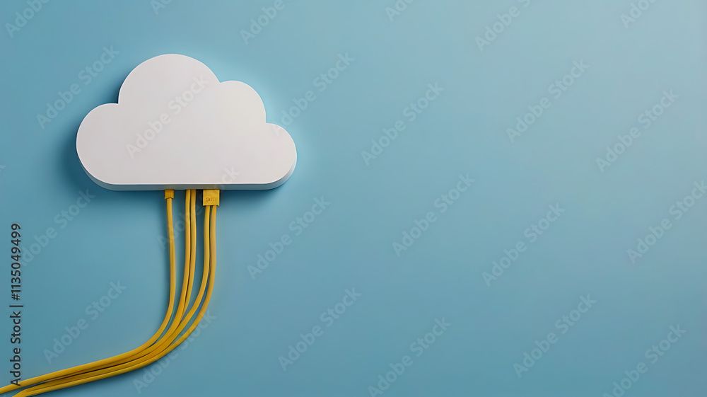 Poster cloud computing, ethernet cables,cloud computing and network connectivity digital illustration, data
