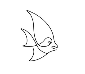 Vector isolated exotic triangle fish one line single line  colorless black and white contour line easy drawing