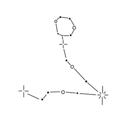 Vector isolated pisces stars constellation zodiac stars map tattoo colorless black and white contour line easy drawing