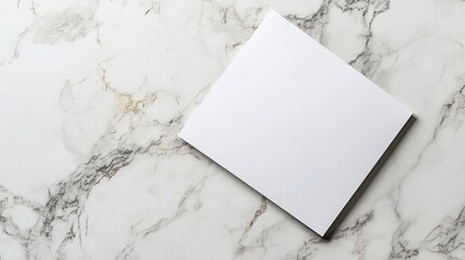 Blank White Paper on Marble Surface Background