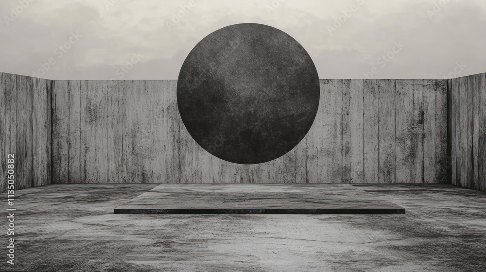 Poster abstract concrete room oval display platform