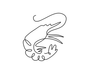 Vector isolated shrimp prawn one single line strawberries doodle tattoo sketch  colorless black and white contour line easy drawing