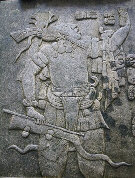 Bas-relief carving of a Mayan king, Palenque Archaeological Zone, Chiapas, Mexico