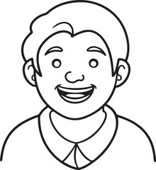 Smiling Boy Simple Line Art Illustration