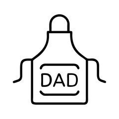 bbq apron with dad icon, father’s day line art, father icon - simple black line art icon of bbq apron with dad, for father’s day celebrations. father vector art.