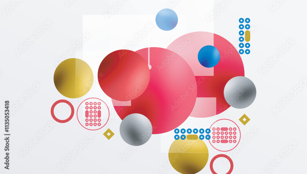 Poster circles and elements geometric abstract background