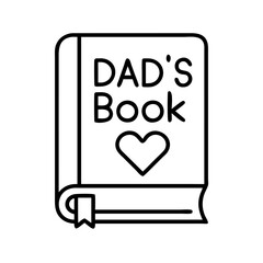 dad s book icon, father’s day line art, father icon - simple black line art icon of dad s book, for father’s day celebrations. father vector art.