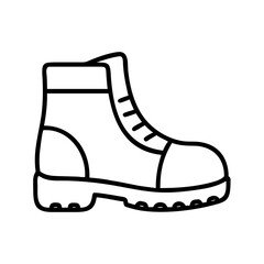 dad s work boots icon, father’s day line art, father icon - simple black line art icon of dad s work boots, for father’s day celebrations. father vector art.