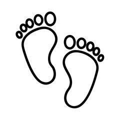 father and baby footprints icon, father’s day line art, father icon - simple black line art icon of father and baby footprints, for father’s day celebrations. father vector art.