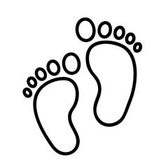 father and baby footprints icon, father’s day line art, father icon - simple black line art icon of father and baby footprints, for father’s day celebrations. father vector art.