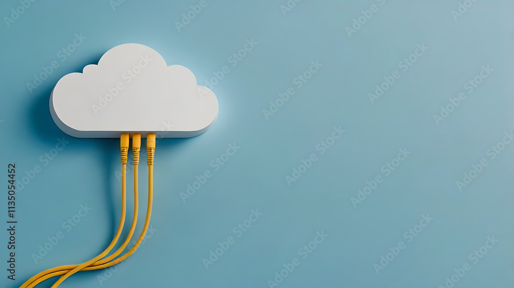 Poster cloud computing, ethernet cables,cloud computing and network connectivity digital illustration, data