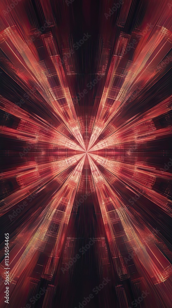 Poster abstract red radiating lines design pattern