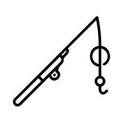 fishing rod icon, father’s day line art, father icon - simple black line art icon of fishing rod, for father’s day celebrations. father vector art.