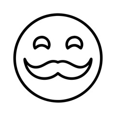 happy face with mustache icon, father’s day line art, father icon - simple black line art icon of happy face with mustache, for father’s day celebrations. father vector art.