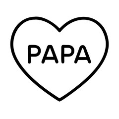 heart with papa text icon, father’s day line art, father icon - simple black line art icon of heart with papa text, for father’s day celebrations. father vector art.