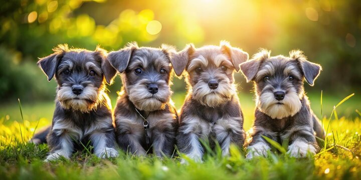Adorable Miniature Schnauzer Puppies Panoramic Photo - Cute Dog Photos, Puppy Pictures, Pet Photography