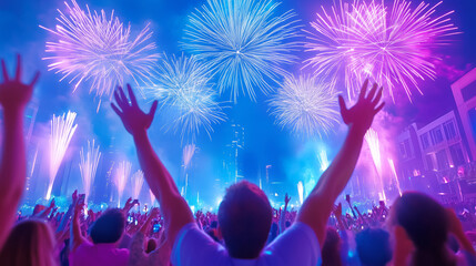 Colorful fireworks light up the night sky during celebration