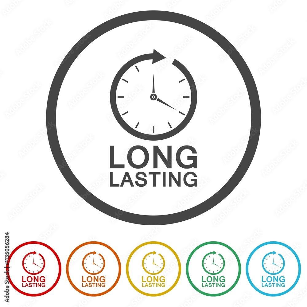 Poster long lasting icon. set icons in color circle buttons