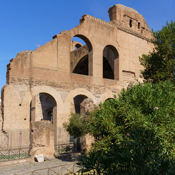Remains of the of Baths of Caracalla (Terme di Caracalla) which used to be public baths in the 3rd century of ancient Roman, Rome, Italy 