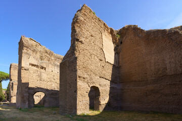 Remains of the of Baths of Caracalla (Terme di Caracalla) which used to be public baths in the 3rd century of ancient Roman, Rome, Italy 