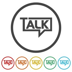 Talk letter icon. Set icons in color circle buttons