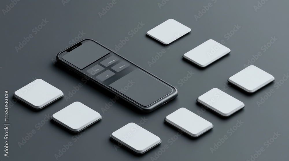 Poster Smartphone Display With Blank White Square Buttons
