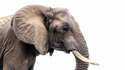 Obraz premium Close Up Side Profile of an African Elephant with Prominent Tusks